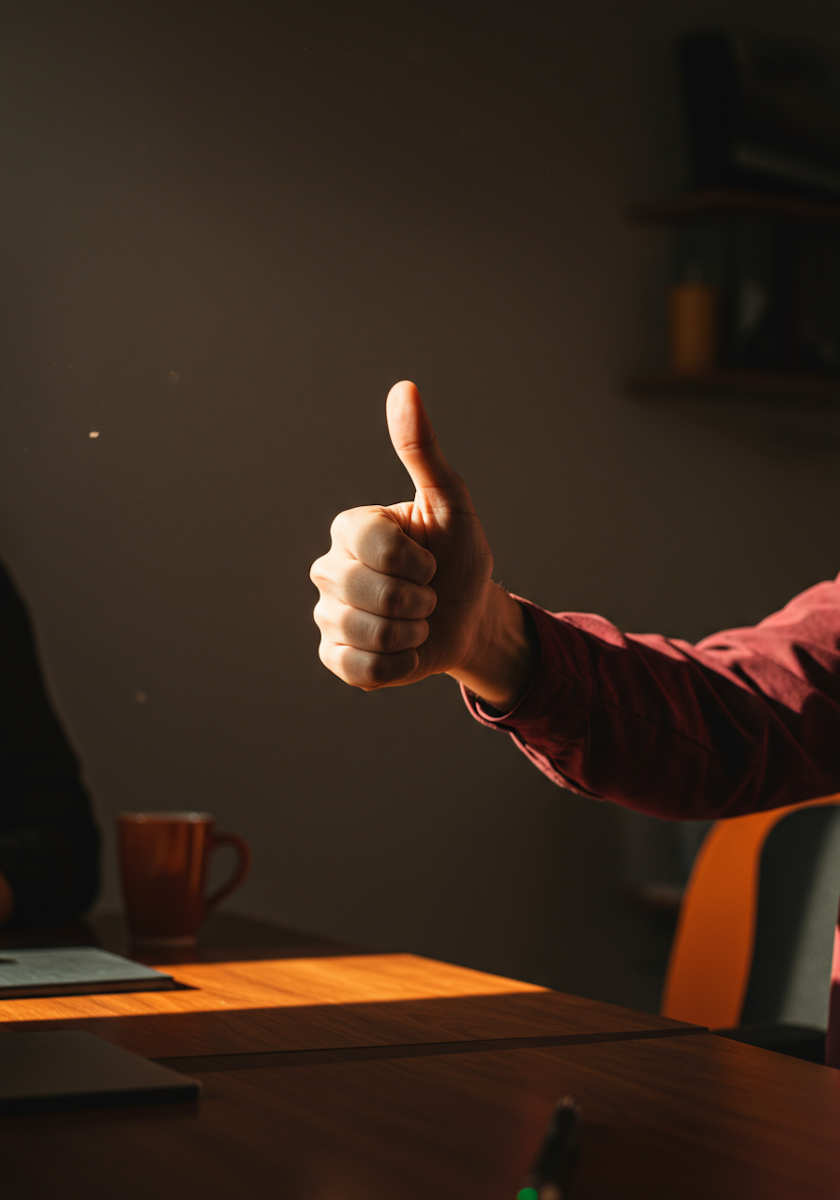 Person giving thumbs up